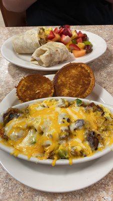 Breakfast burrito and Spanish eggs casserole