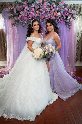 Bridal dress and maid of honor