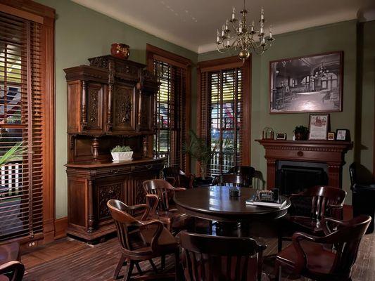 The former dining room is a comfortable place to stop while touring Pullman.