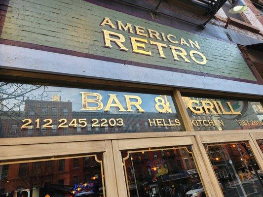 Signage in front of the restaurant.