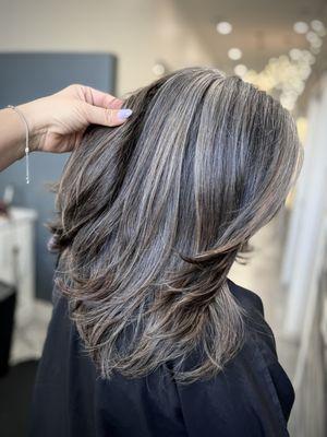 Gave this silver beauty a darker gray lowlight with a gorgeous new shape with lots of layers