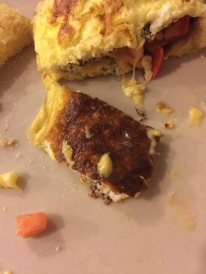 Burned omelette.