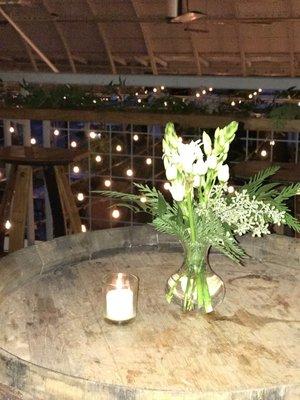 Simple bud vases for small barrel table.