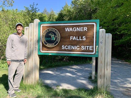 From here at the trailhead it's a 1/2 mile walk to Wagner Falls.