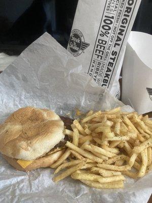 Double garlic burger with garlic fries