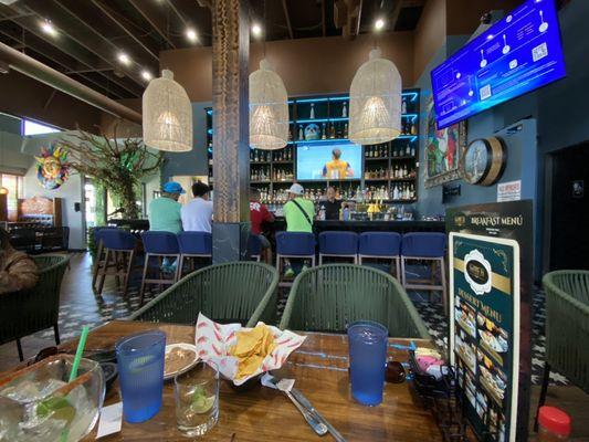 View of the bar from cantina seating area