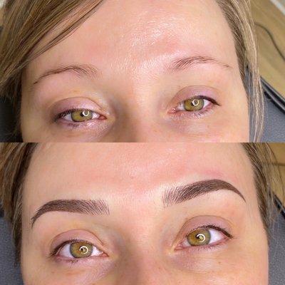 Machine work and microblading brows