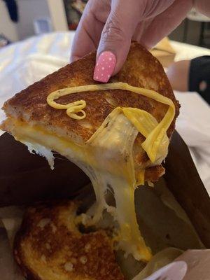 So cheesy! The multi cheese classic grilled cheese.