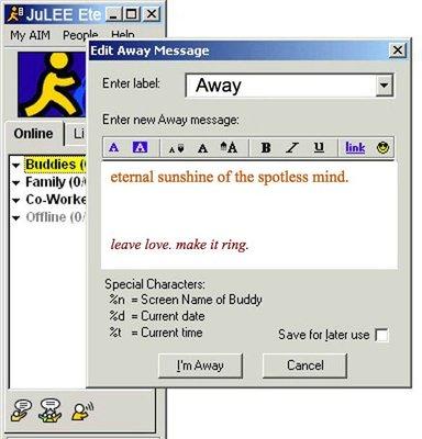 AIM: AOL Instant Messenger.