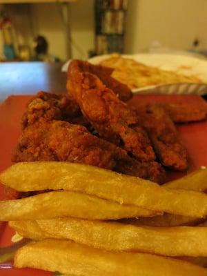 Hot Wings and Fries (slice of pizza in the background)