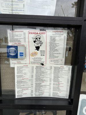 outdoor menu on their window