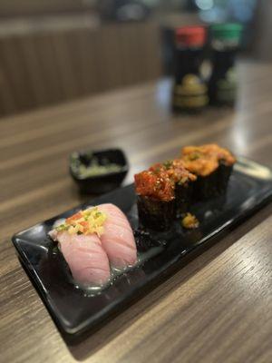 Yuzu Yellowtail , Karai Tuna Sushi, Karai Yellowtail Sushi