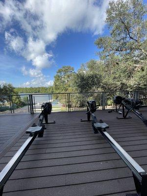 Rowing on the balcony during COVID