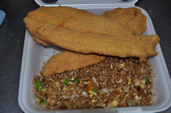 Cat fish and fried rice