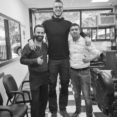 basketball player Marshall Plumlee stopped by to get a haircut, beard trim, and shave