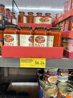 Rao's marinara sauce is cheaper here! $8 and some change at H-E-B and Kroger's