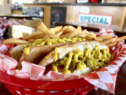 Two Hot Dogs Meal and Fries