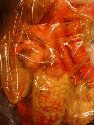 Pick your own 1/2 Pound Snow Crab with Headless Shrimp corn and potato