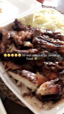 Jerk Chicken (Spot On) Rice and Peas with Cabbage Pictures blurry because it was from a video I screenshot