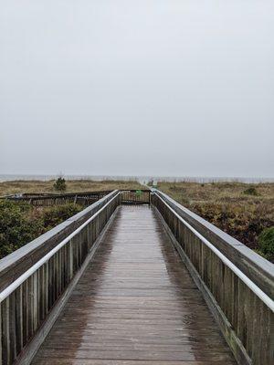 View of the beach from the boardwalk at Islanders Beach Park