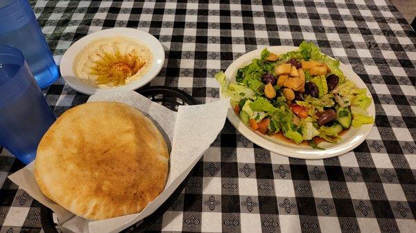 Fatoush Salad and hummus