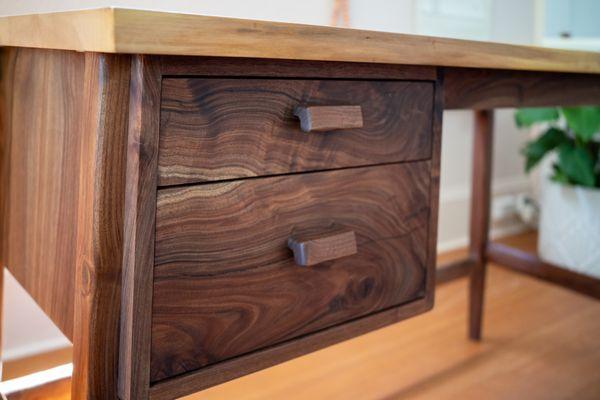 Fremont desk with shop made custom pulls