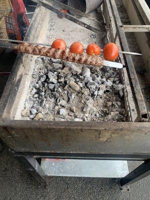 Kubideh kebab and tomato