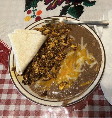 Chorizo eggs and beans