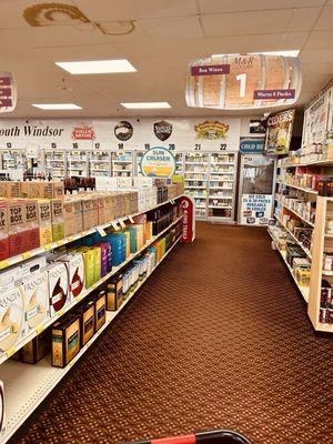 Display of wines and beer. Also has a sign that shows exactly what you are looking for!  Very organized and clean.