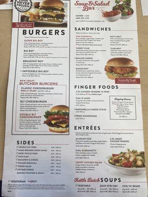 Menu back