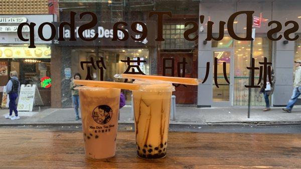 Brown Sugar bubble Milk Tea, Purple Taro Bubble Milk Tea