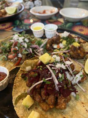 Chimichurri Steak Taco, Blackened Shrimp Taco, & Carnitas Taco