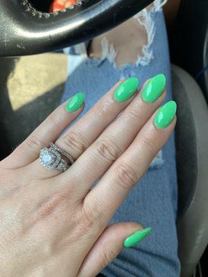 Dipping powder green nails. Marky did a great job!