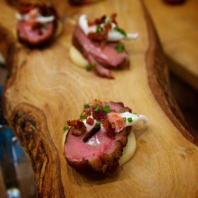 duck breast canape on fuji apple