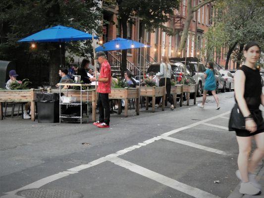 Lovely outdoor dining at Tavern on Jane seen herein August 7, 2023.