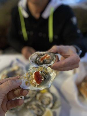 BBQ and fresh GRITTY Oysters. Pretty gross tasting