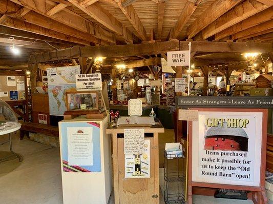 Inside the barn's 1st floor Gift Shop. I'd call it more of a "Garage Sale".