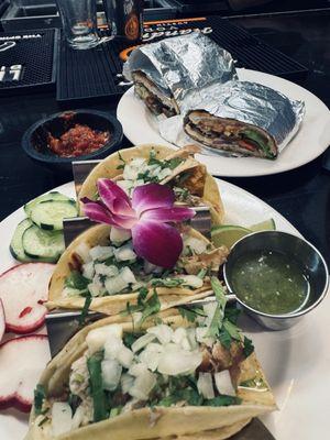 Steak torta and pork carnitas tacos. (Yes, both for me - and I'd do it again today).