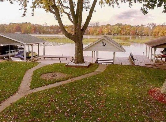 Beautiful waterfront homes surround Indian Lake.