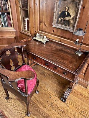 Charles Dickens' desk - he scratched his initials on it