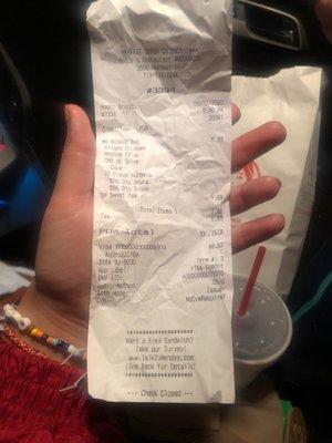 my receipt for proof that I was mischarged :(