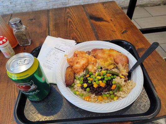 My lunch. The plate is around $13 while the soda is $2.