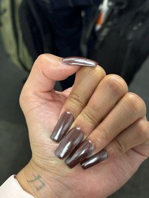 Fall brown chrome nails