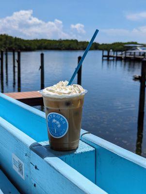 Coconut iced latte with whip cream $6.50