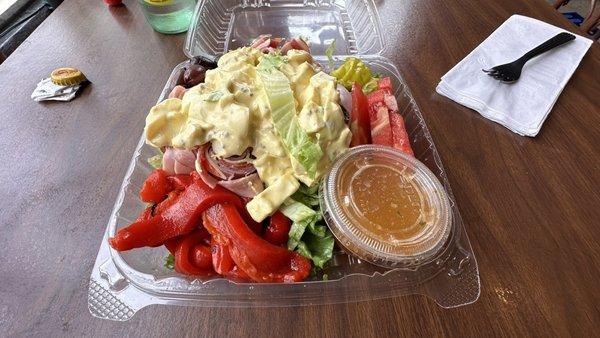 larger antipasto salad with a scoop of egg salad added. very satisfying