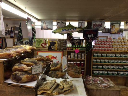 Virginia ham and peanut displays.