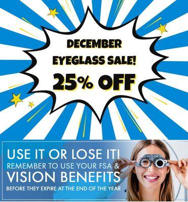 All Eyeglasses on Sale Now Thru 12/31/2023