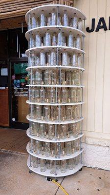 What an awesome light up tower of bottles! One of    two columns on each side of the entrance