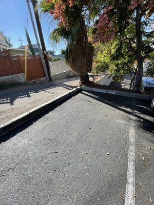 Parking space down the driveway