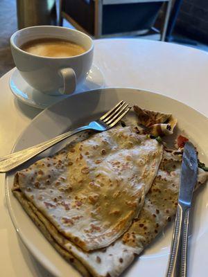 Oat milk latte and #12 crêpe